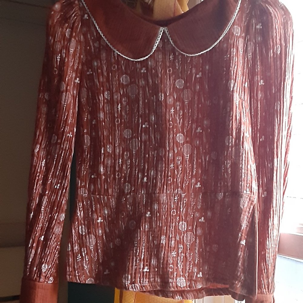 Rare!*Revintara Ginevra Blouse* Peter Pan Collar *Handmade In Poland* size Small